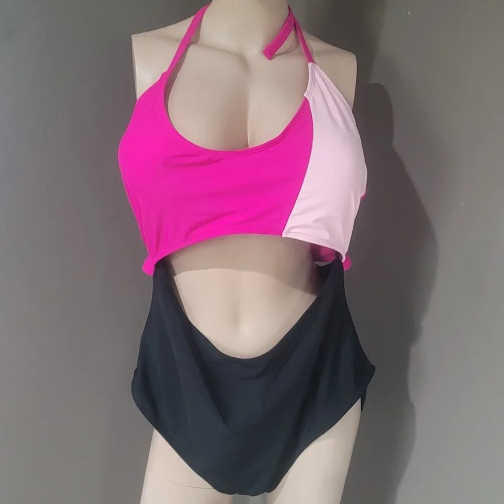 Cyn & Luca Colorblock Cut Out One Piece Swimsuit 3X - Picture 2 of 16